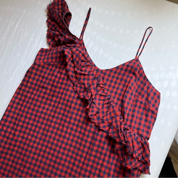 Father’s Daughter navy red plaid ruffle sleeveless mini dress - Picture 2 of 6